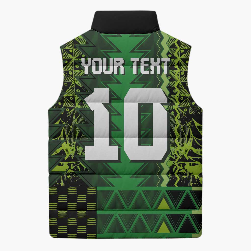 Custom Nigeria Football Sleeveless Puffer Jacket The Naija-Tribal Sporty Style - African Pride