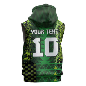 Custom Nigeria Football Sleeveless Zip Hoodie The Naija-Tribal Sporty Style - African Pride