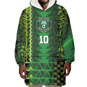 Custom Nigeria Football Wearable Blanket Hoodie The Naija-Tribal Sporty Style - African Pride