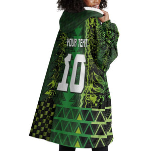 Custom Nigeria Football Wearable Blanket Hoodie The Naija-Tribal Sporty Style - African Pride