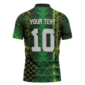 Custom Nigeria Football Zipper Polo Shirt The Naija-Tribal Sporty Style - African Pride