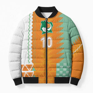 Custom Ivory Coast Football Bomber Puffer Jacket Côte d'Ivoire-Tribal Sporty Style - African Pride