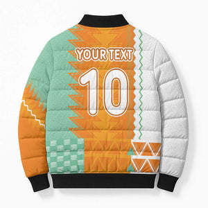 Custom Ivory Coast Football Bomber Puffer Jacket Côte d'Ivoire-Tribal Sporty Style - African Pride
