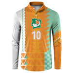 Custom Ivory Coast Football Button Sweatshirt Côte d'Ivoire-Tribal Sporty Style