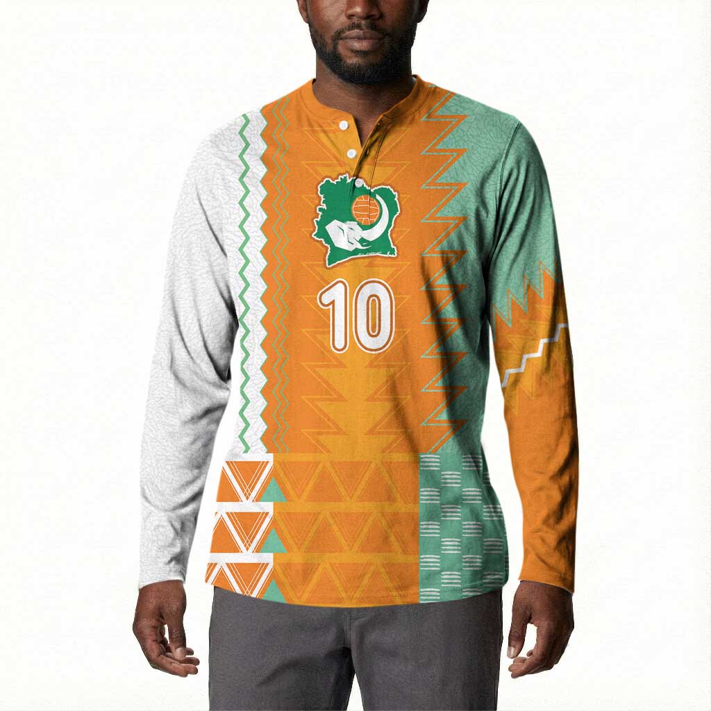 Custom Ivory Coast Football Button Sweatshirt Côte d'Ivoire-Tribal Sporty Style