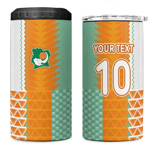 Custom Ivory Coast Football 4 in 1 Can Cooler Tumbler Côte d'Ivoire-Tribal Sporty Style - African Pride