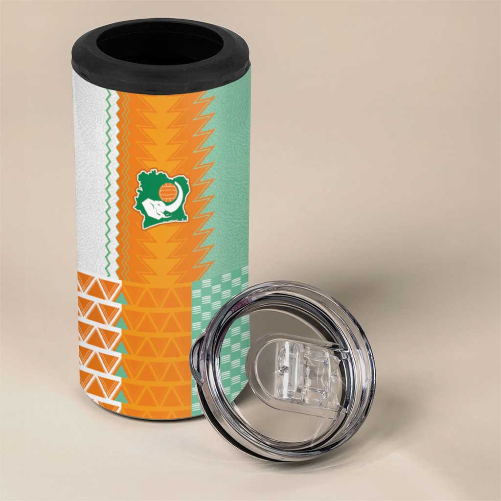 Custom Ivory Coast Football 4 in 1 Can Cooler Tumbler Côte d'Ivoire-Tribal Sporty Style - African Pride