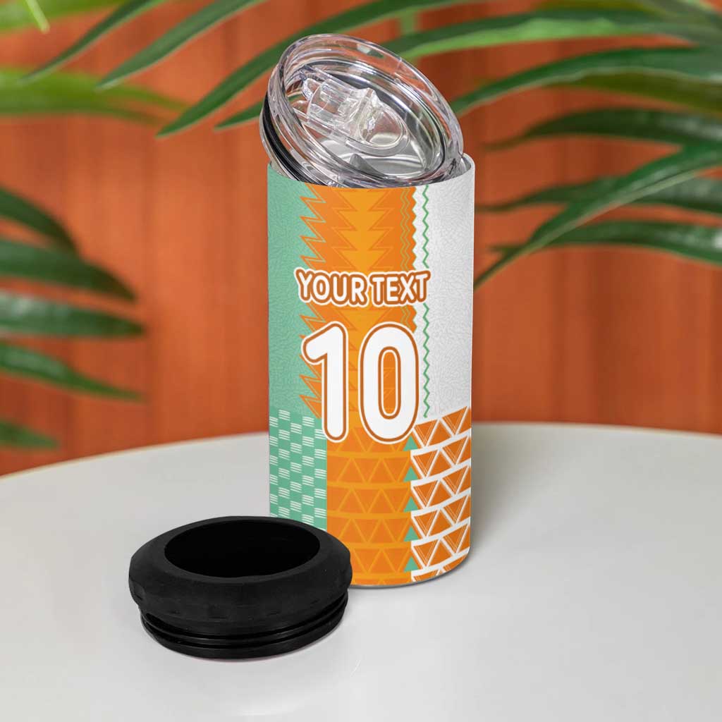 Custom Ivory Coast Football 4 in 1 Can Cooler Tumbler Côte d'Ivoire-Tribal Sporty Style - African Pride