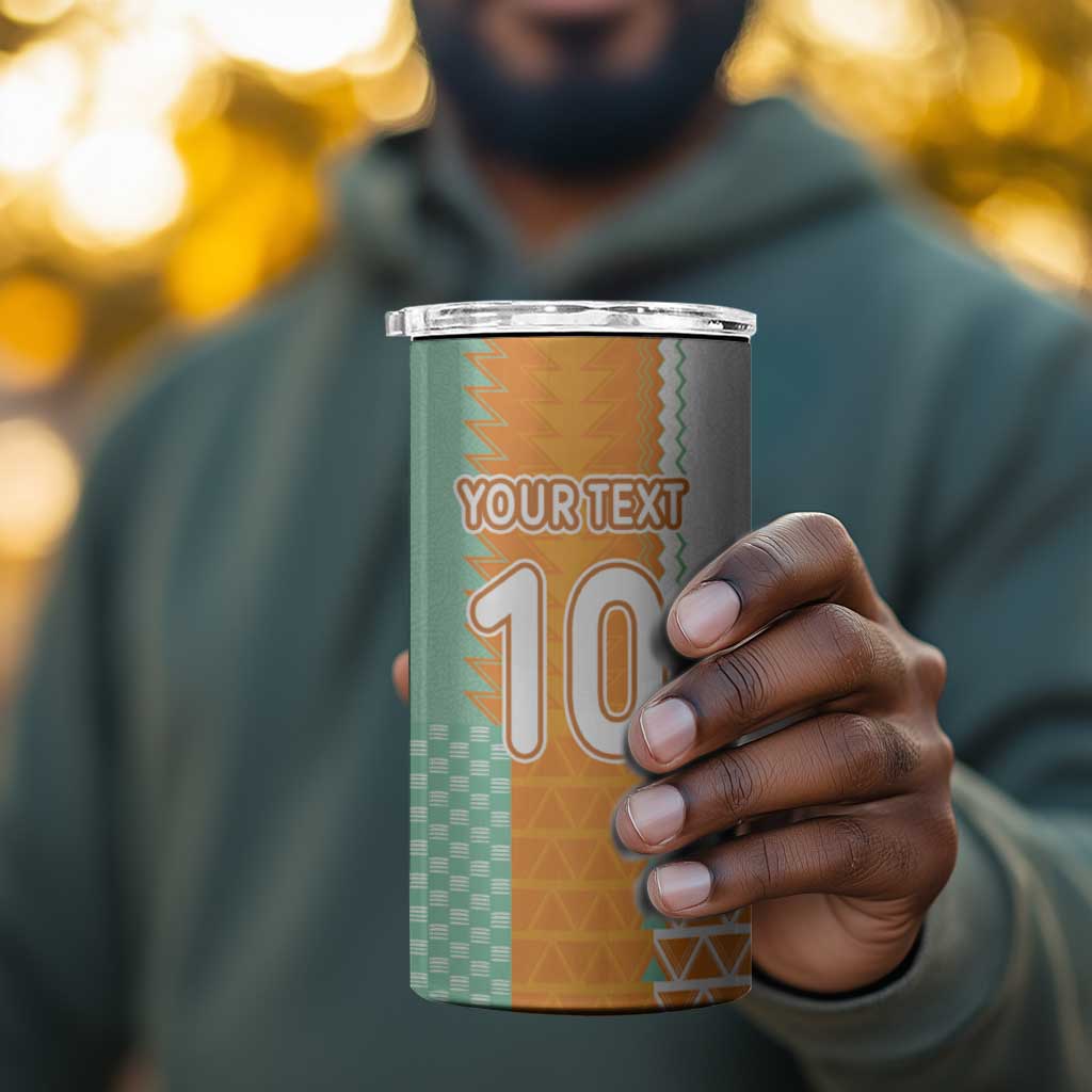 Custom Ivory Coast Football 4 in 1 Can Cooler Tumbler Côte d'Ivoire-Tribal Sporty Style - African Pride