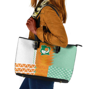 Ivory Coast Football Leather Tote Bag Côte d'Ivoire-Tribal Sporty Style - African Pride