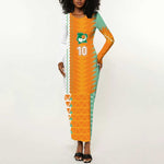 Custom Ivory Coast Football Long Sleeve Bodycon Dress Côte d'Ivoire-Tribal Sporty Style - African Pride