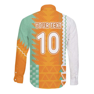 Custom Ivory Coast Football Long Sleeve Button Shirt Côte d'Ivoire-Tribal Sporty Style - African Pride