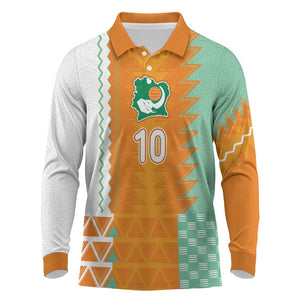 Custom Ivory Coast Football Long Sleeve Polo Shirt Côte d'Ivoire-Tribal Sporty Style - African Pride