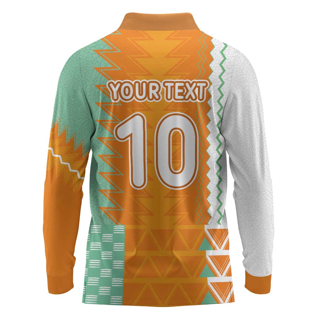 Custom Ivory Coast Football Long Sleeve Polo Shirt Côte d'Ivoire-Tribal Sporty Style - African Pride