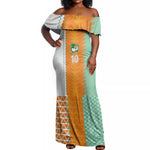 Custom Ivory Coast Football Off Shoulder Maxi Dress Côte d'Ivoire-Tribal Sporty Style - African Pride