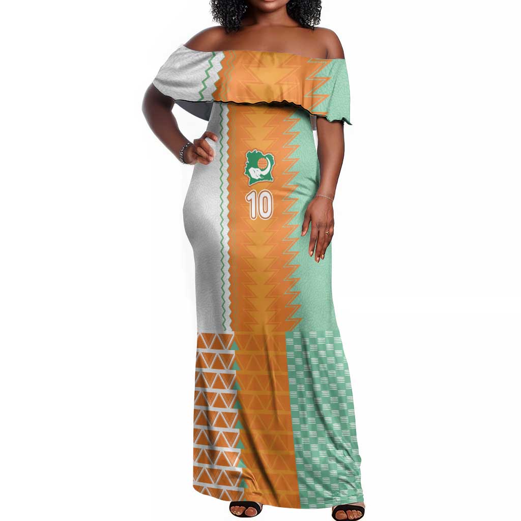 Custom Ivory Coast Football Off Shoulder Maxi Dress Côte d'Ivoire-Tribal Sporty Style - African Pride