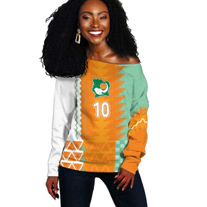 Custom Ivory Coast Football Off Shoulder Sweater Côte d'Ivoire-Tribal Sporty Style - African Pride
