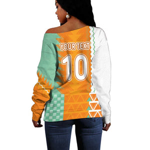 Custom Ivory Coast Football Off Shoulder Sweater Côte d'Ivoire-Tribal Sporty Style - African Pride