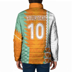 Custom Ivory Coast Football Padded Jacket Côte d'Ivoire-Tribal Sporty Style - African Pride