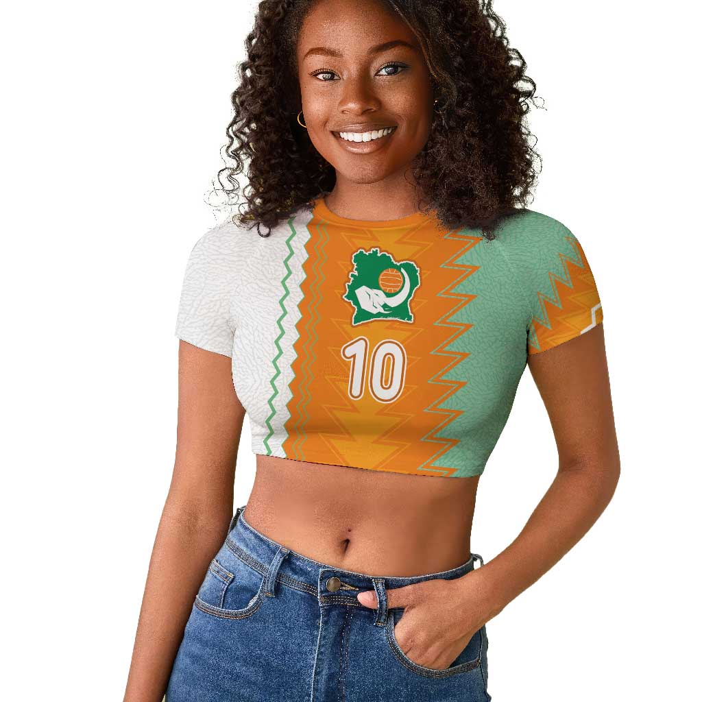 Custom Ivory Coast Football Raglan Cropped T shirt Côte d'Ivoire-Tribal Sporty Style - African Pride