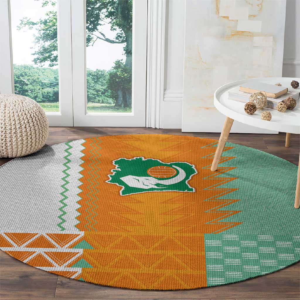 Ivory Coast Football Round Carpet Côte d'Ivoire-Tribal Sporty Style - African Pride