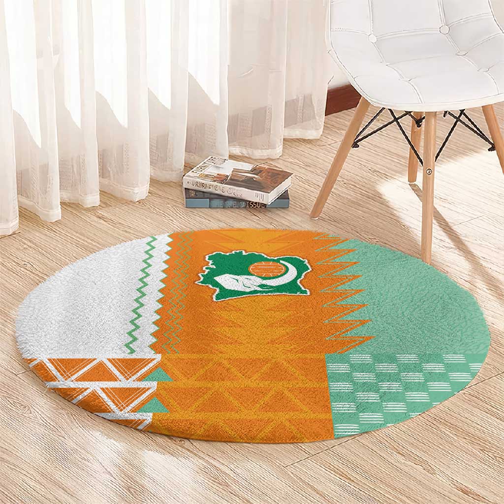 Ivory Coast Football Round Carpet Côte d'Ivoire-Tribal Sporty Style - African Pride