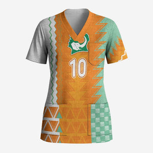 Custom Ivory Coast Football Scrub Top Côte d'Ivoire-Tribal Sporty Style - African Pride