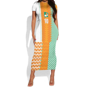Custom Ivory Coast Football Short Sleeve Bodycon Dress Côte d'Ivoire-Tribal Sporty Style - African Pride