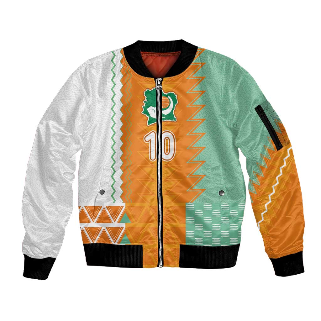 Custom Ivory Coast Football Sleeve Zip Bomber Jacket Côte d'Ivoire-Tribal Sporty Style - African Pride