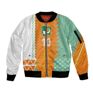 Custom Ivory Coast Football Sleeve Zip Bomber Jacket Côte d'Ivoire-Tribal Sporty Style - African Pride