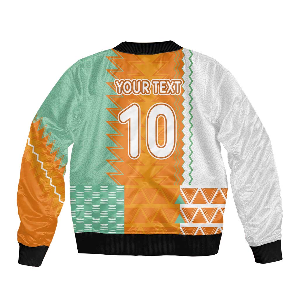 Custom Ivory Coast Football Sleeve Zip Bomber Jacket Côte d'Ivoire-Tribal Sporty Style - African Pride