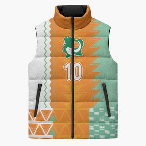Custom Ivory Coast Football Sleeveless Puffer Jacket Côte d'Ivoire-Tribal Sporty Style - African Pride