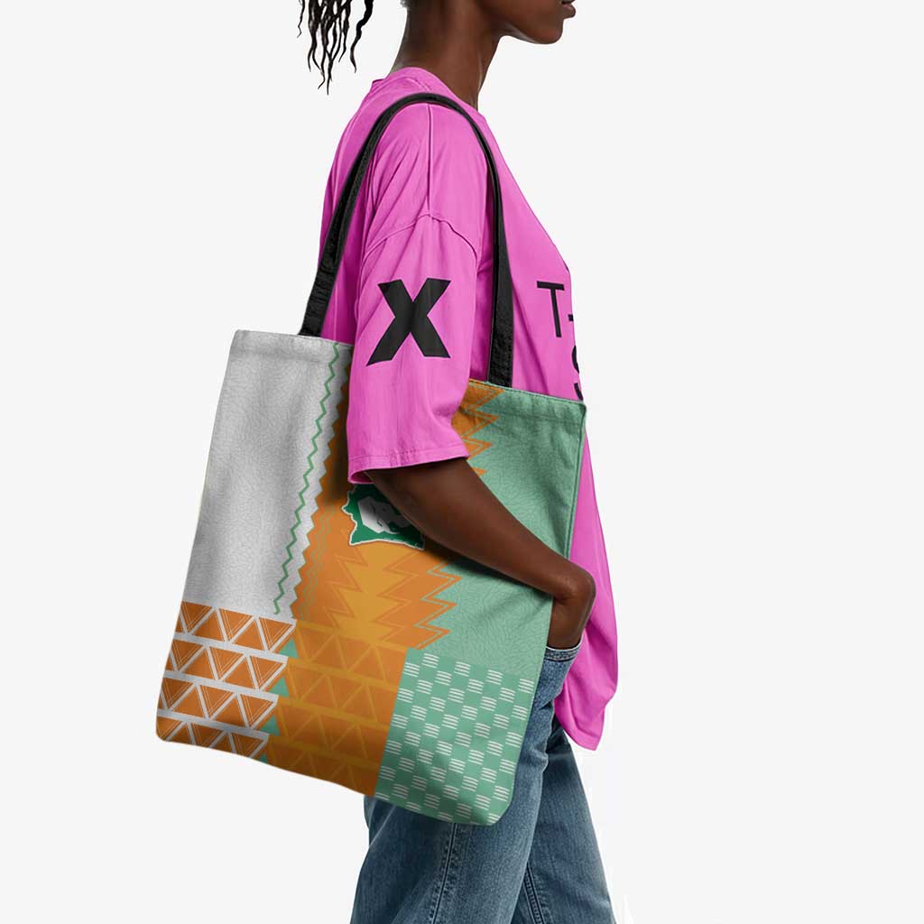 Ivory Coast Football Tote Bag Côte d'Ivoire-Tribal Sporty Style - African Pride