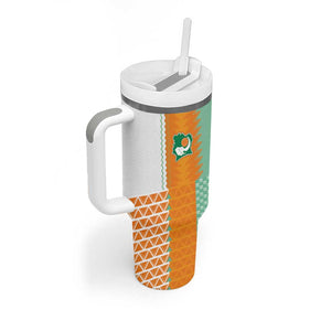 Custom Ivory Coast Football Tumbler With Handle Côte d'Ivoire-Tribal Sporty Style - African Pride