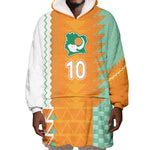 Custom Ivory Coast Football Wearable Blanket Hoodie Côte d'Ivoire-Tribal Sporty Style - African Pride