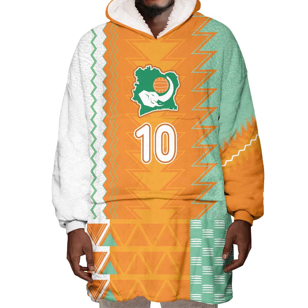 Custom Ivory Coast Football Wearable Blanket Hoodie Côte d'Ivoire-Tribal Sporty Style - African Pride