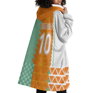 Custom Ivory Coast Football Wearable Blanket Hoodie Côte d'Ivoire-Tribal Sporty Style - African Pride