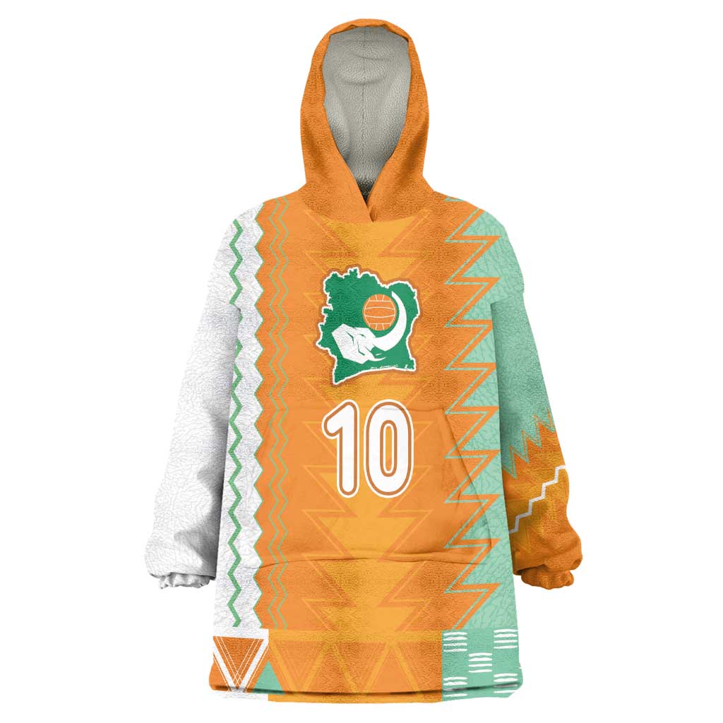 Custom Ivory Coast Football Wearable Blanket Hoodie Côte d'Ivoire-Tribal Sporty Style - African Pride