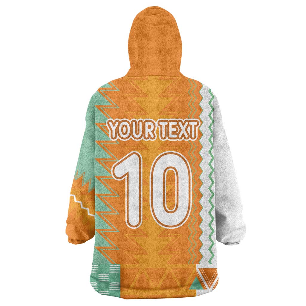 Custom Ivory Coast Football Wearable Blanket Hoodie Côte d'Ivoire-Tribal Sporty Style - African Pride