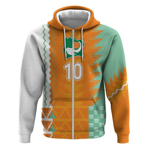 Custom Ivory Coast Football Zip Hoodie Côte d'Ivoire-Tribal Sporty Style - African Pride