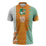 Custom Ivory Coast Football Zipper Polo Shirt Côte d'Ivoire-Tribal Sporty Style - African Pride
