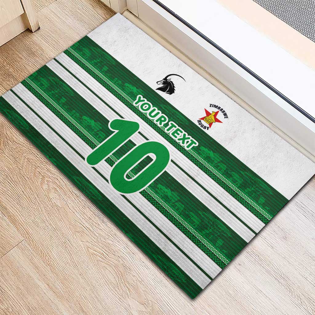 Custom Zimbabwe Rugby Rubber Doormat African Heritage Edition - African Pride