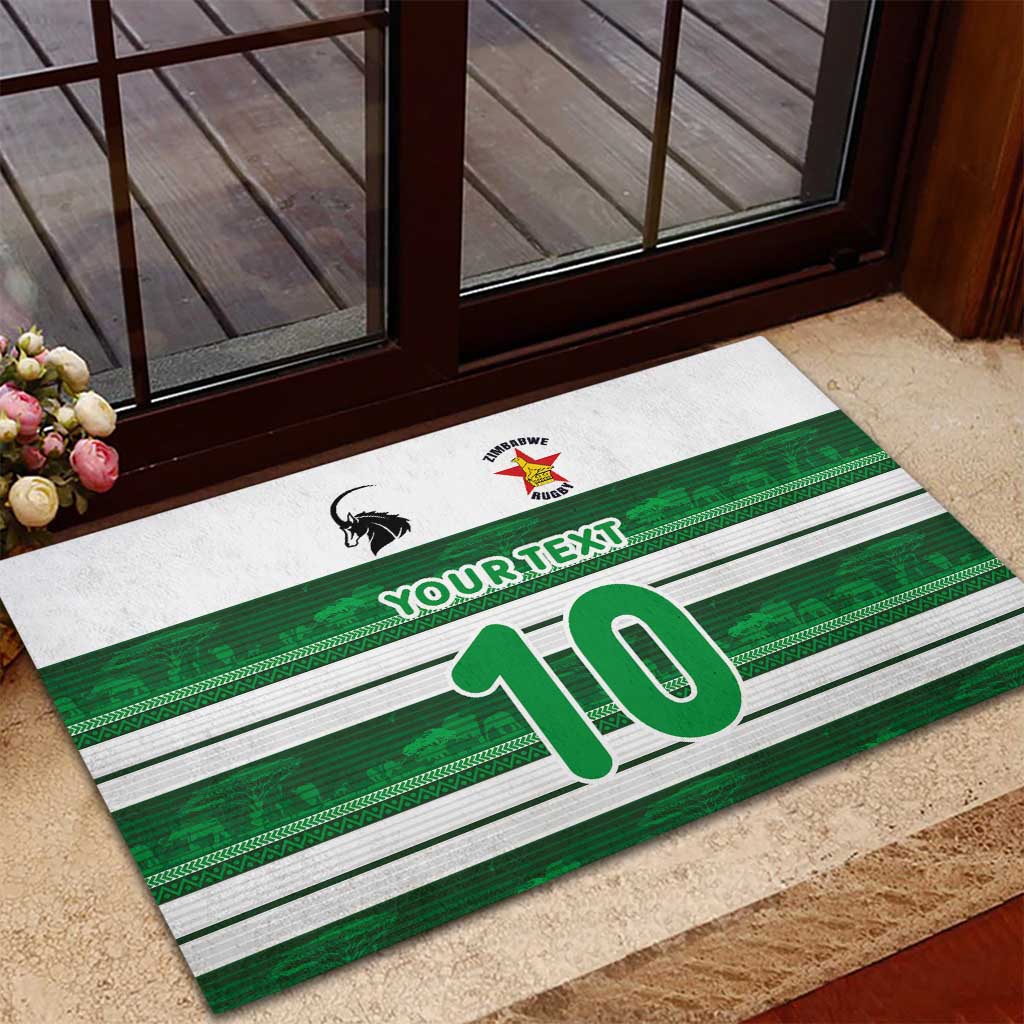 Custom Zimbabwe Rugby Rubber Doormat African Heritage Edition - African Pride