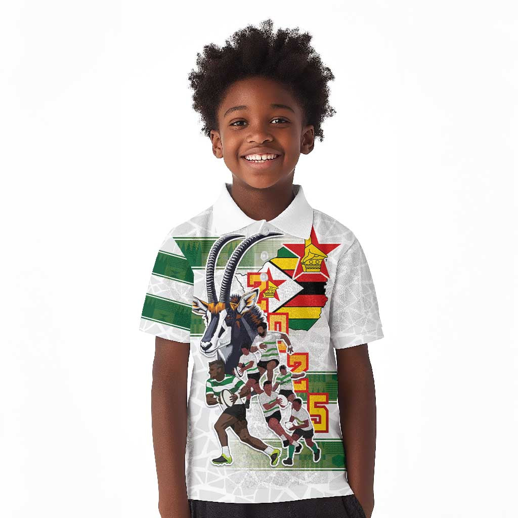 Custom Zimbabwe Rugby The Champions 2025 Kid Polo Shirt Sables-Warriors of Africa - African Pride
