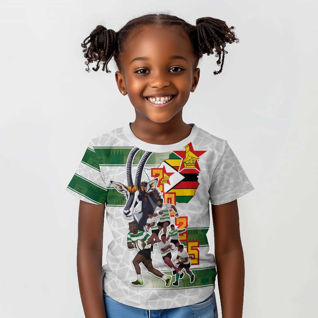 Custom Zimbabwe Rugby The Champions 2025 Kid T shirt Sables-Warriors of Africa - African Pride
