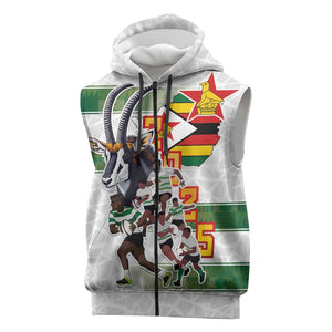 Custom Zimbabwe Rugby The Champions 2025 Sleeveless Zip Hoodie Sables-Warriors of Africa - African Pride
