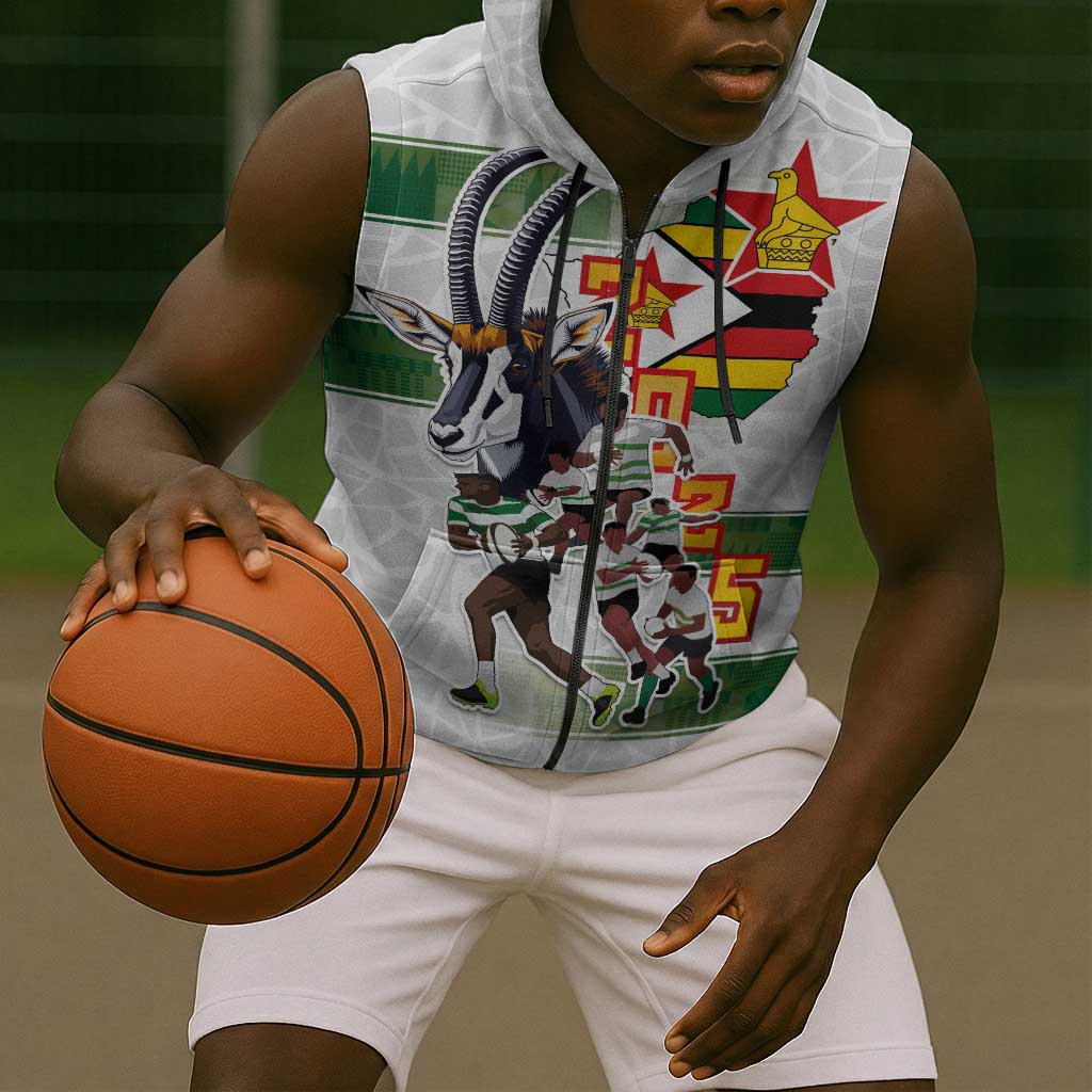 Custom Zimbabwe Rugby The Champions 2025 Sleeveless Zip Hoodie Sables-Warriors of Africa - African Pride