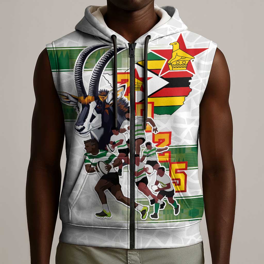 Custom Zimbabwe Rugby The Champions 2025 Sleeveless Zip Hoodie Sables-Warriors of Africa - African Pride