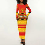 Custom Zimbabwe Cricket Long Sleeve Bodycon Dress African Heritage Edition - African Pride