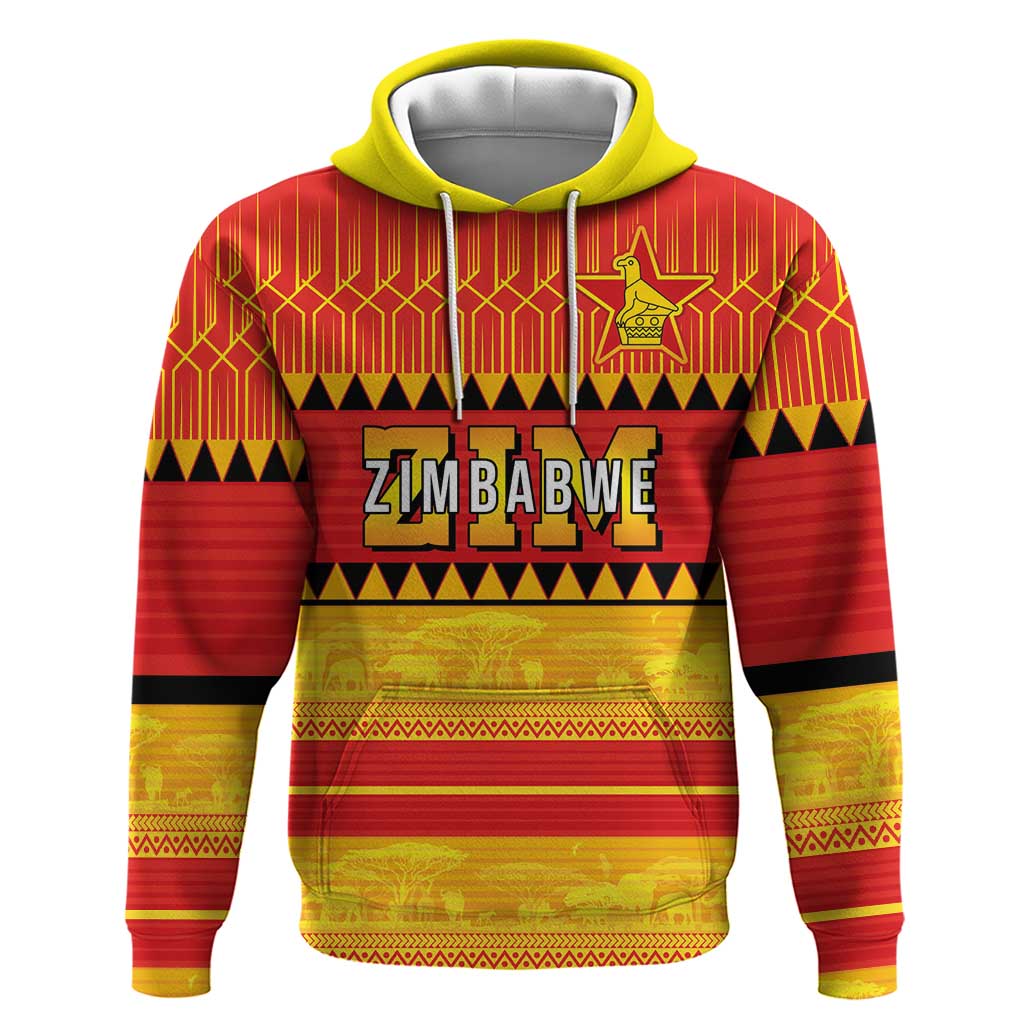 Custom Zimbabwe Cricket Zip Hoodie African Heritage Edition - African Pride